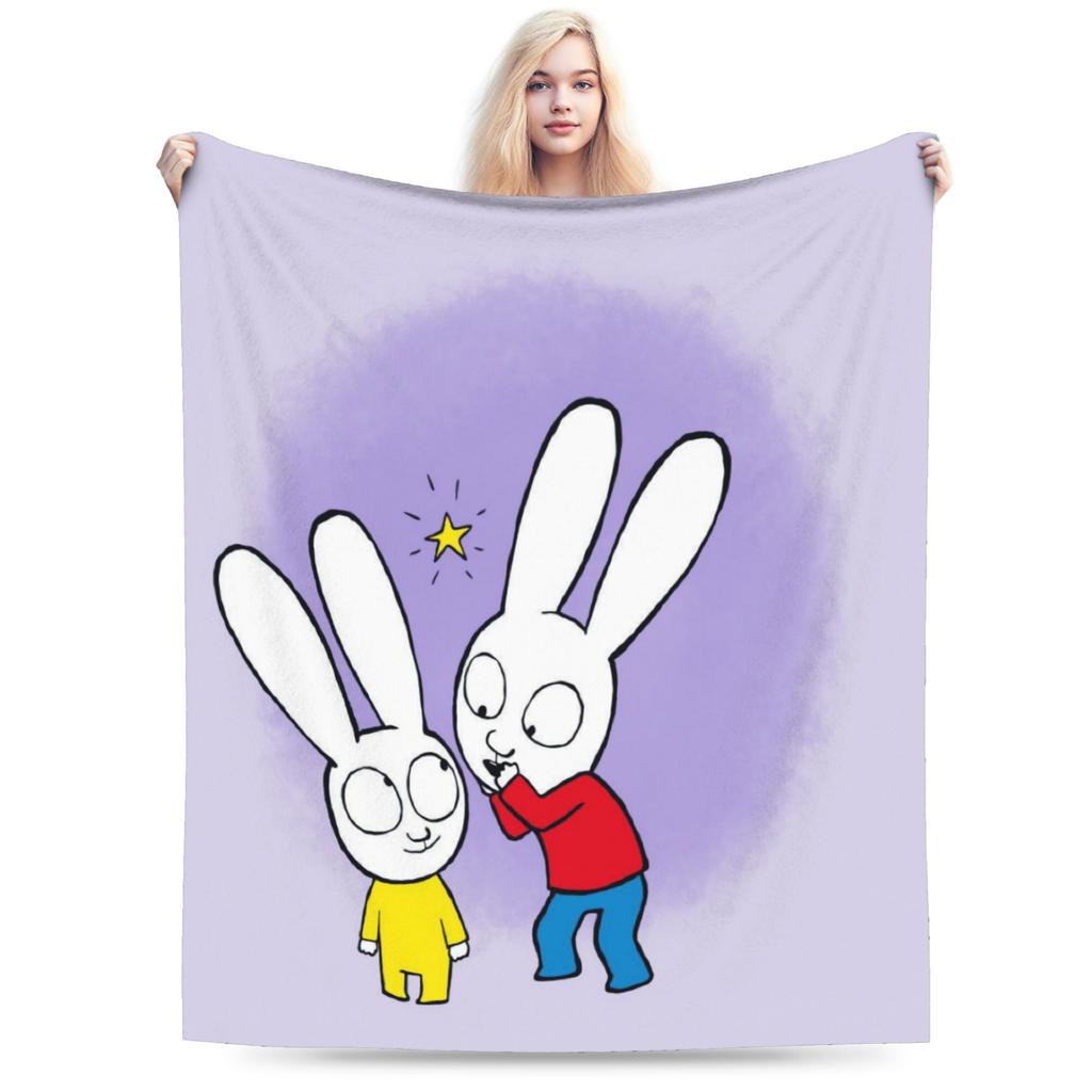 S-Simon Super Rabbit Super Soft Blanket For Couch Bed Trend Throw Blanket Winter Travel Car Flannel Bedspread