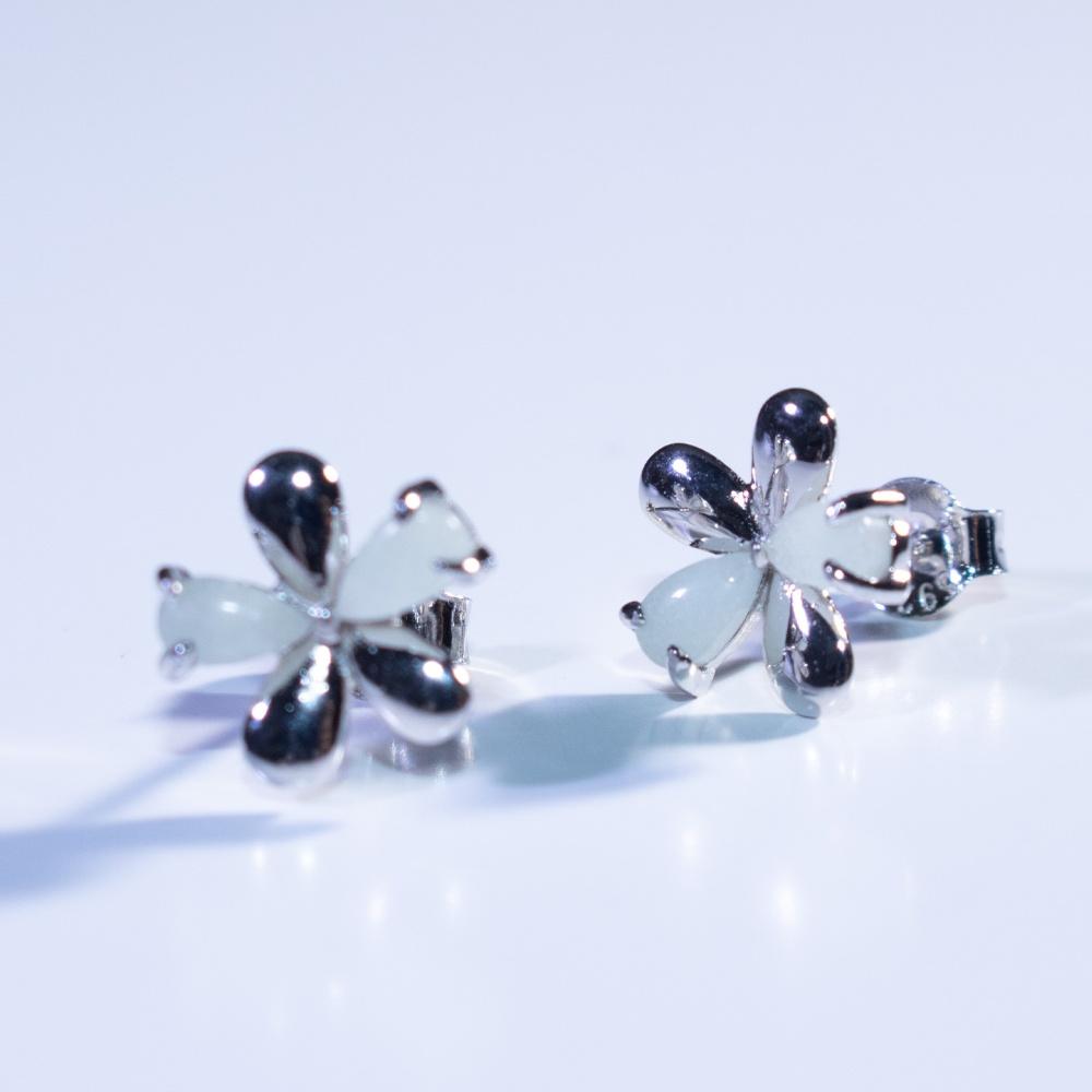 Delicate Flower Earrings Female Minority Noctilucence Stone 925 Sterling Silver Lucky Earrings
