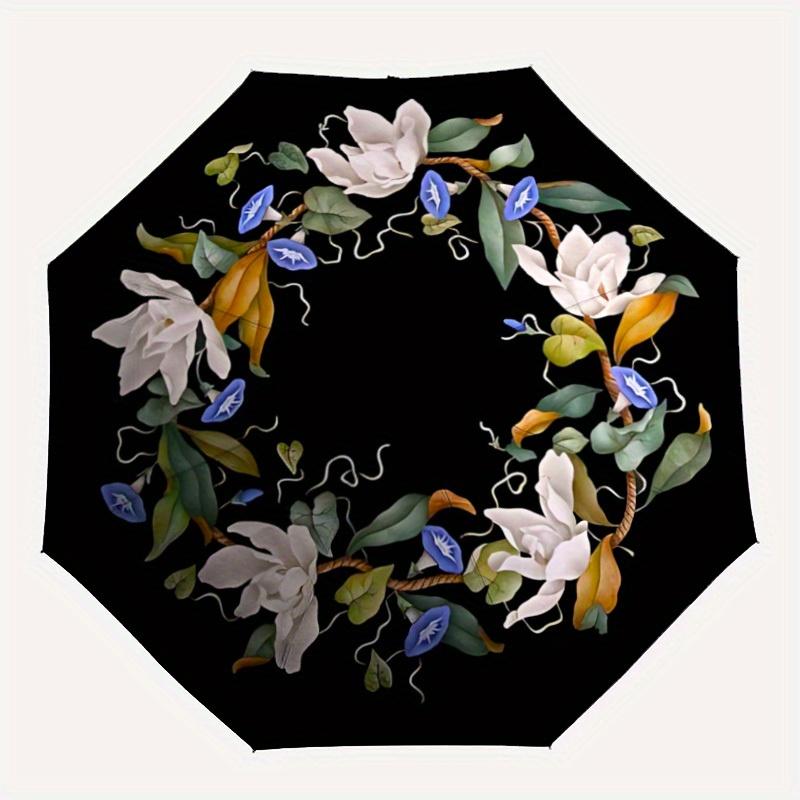 

1pc Floral wreath Automatic Open/Close Umbrella, Portable Folding umbrella for Everyday Use yy250826061