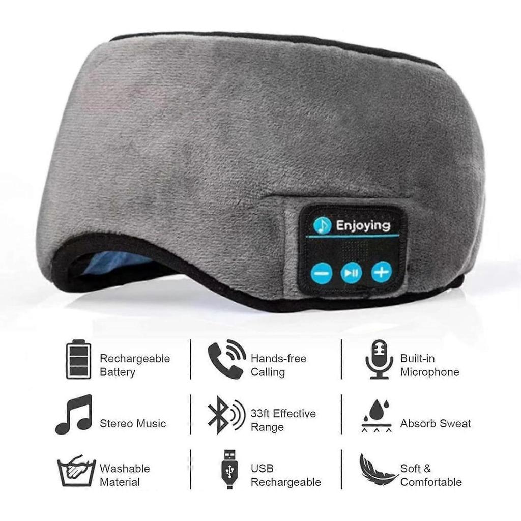 Bluetooth Eye Mask, Sleep Eye Mask with Adjustable Strap, Sleep Mask with Headphones for Side Sleepers Insomnia Travel Yoga Nap Gifts for Women Men (