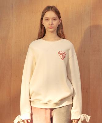 NEAR&DEAR Ribbon Detail Sweatshirt [Ivory]