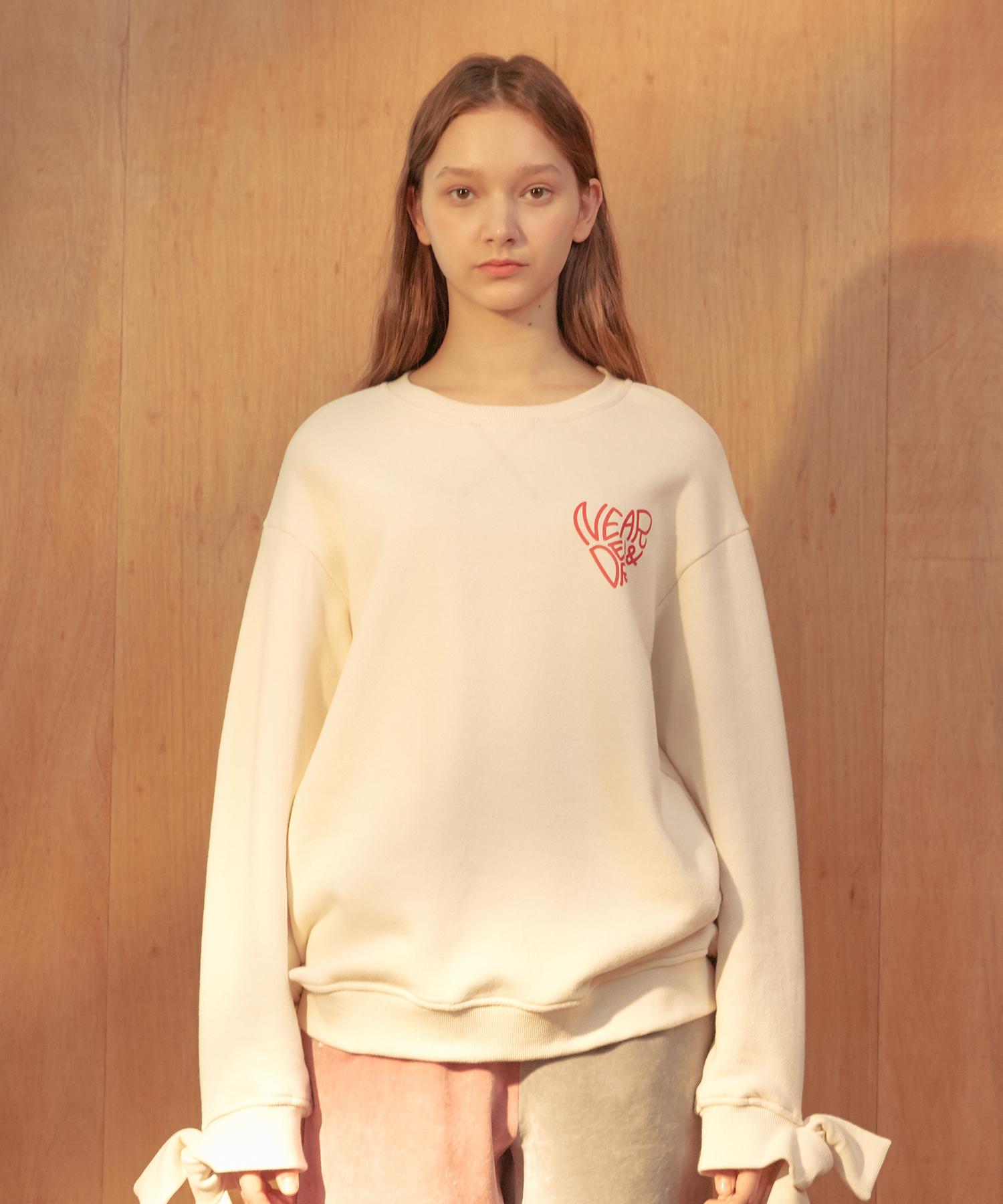 Near And Dear Ribbon Detail Sweatshirt [Ivory] White/Free