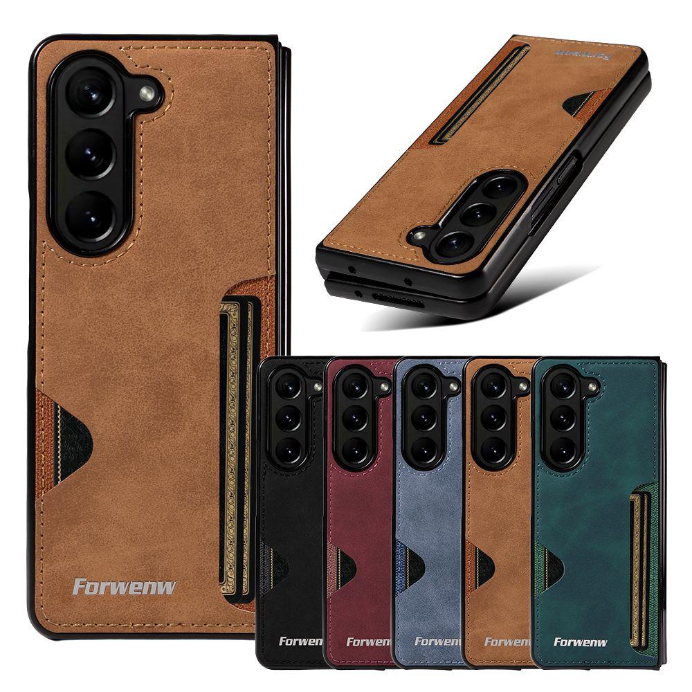 Leather Case For Samsung Galaxy Z Fold 7 6 5 4 3 ZFold7 Fold7 Fold6 Fold5 Fold4 Fold3 Card Slots Cards Holder Phone Cover