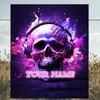 1PC Custom Name Skull Headphones Artwork outdooor Flannel blankets Patterns Throw Blanket All-Season Soft Gift for Couch, Bed, Camping gifts