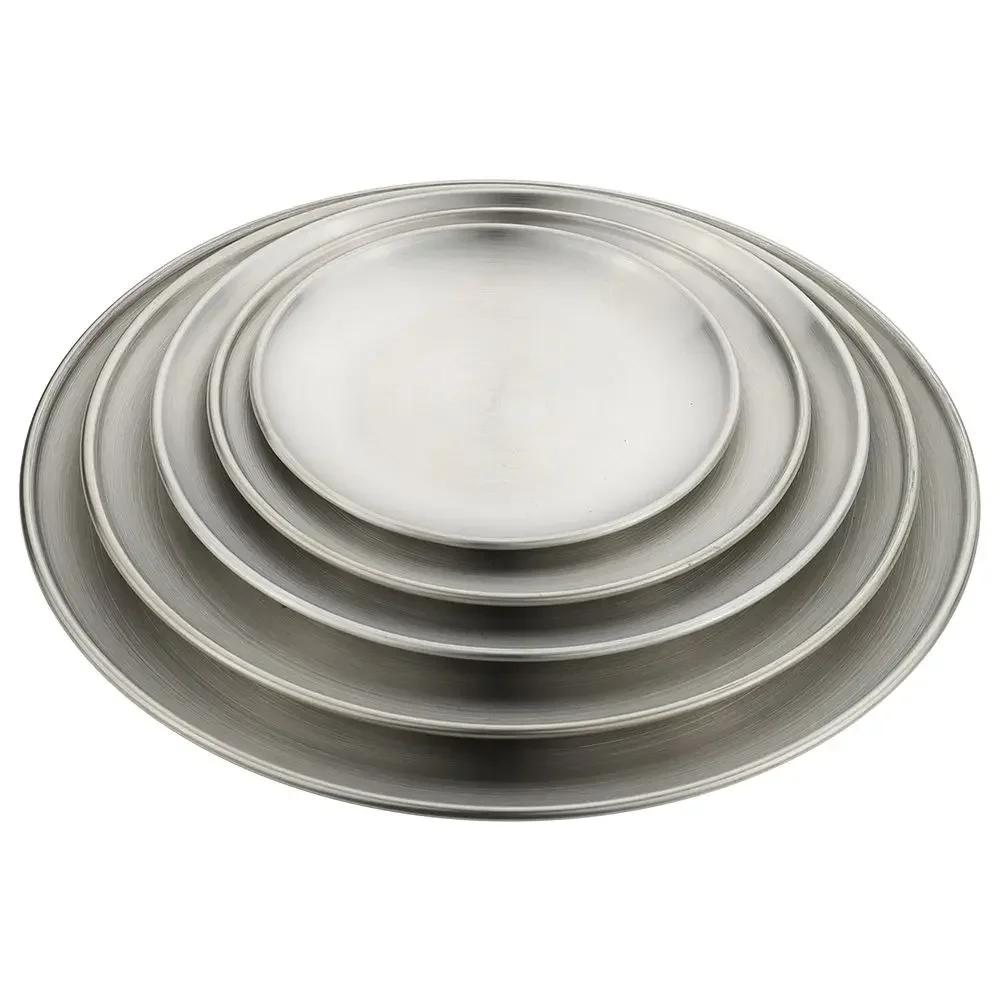 14/17/20/23/26CM Gold Silver Fruit Meat Cake Dessert Shallow Tray Round Plate Metal Dining Disc Bone Spitting Dish