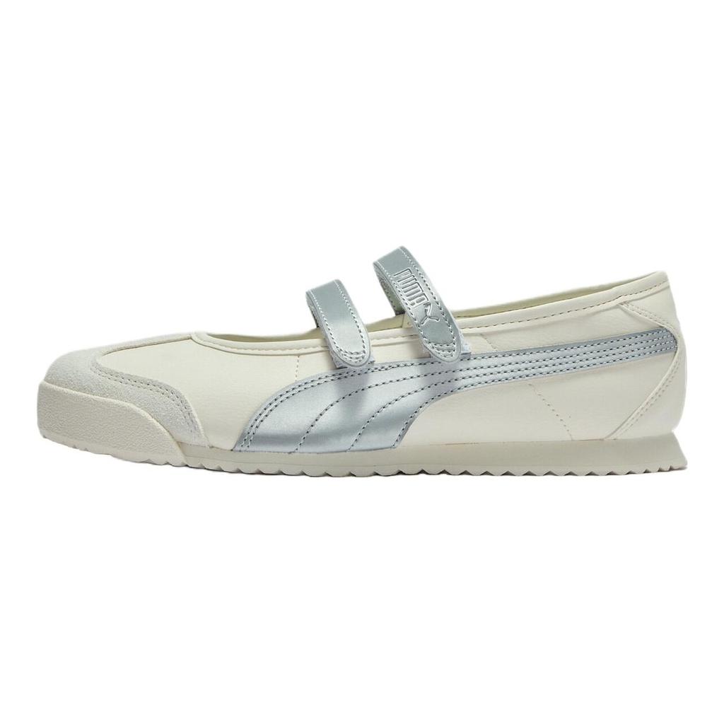 Puma Zapatos Turino 2 de Cuero Sintético PU con Punta en T Cómodos Duraderos Mary Jane para Mujer Blanco Roto Plateado 409079-01