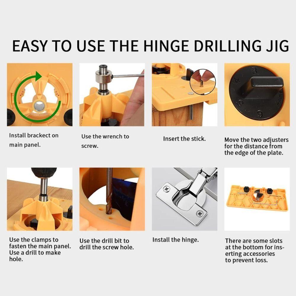 Drilling Hinge Hole Tool Kit Positioning Hinge Hole Locator Boring Guide Door Hole Template Cup Style Hinge Jig Carpenter