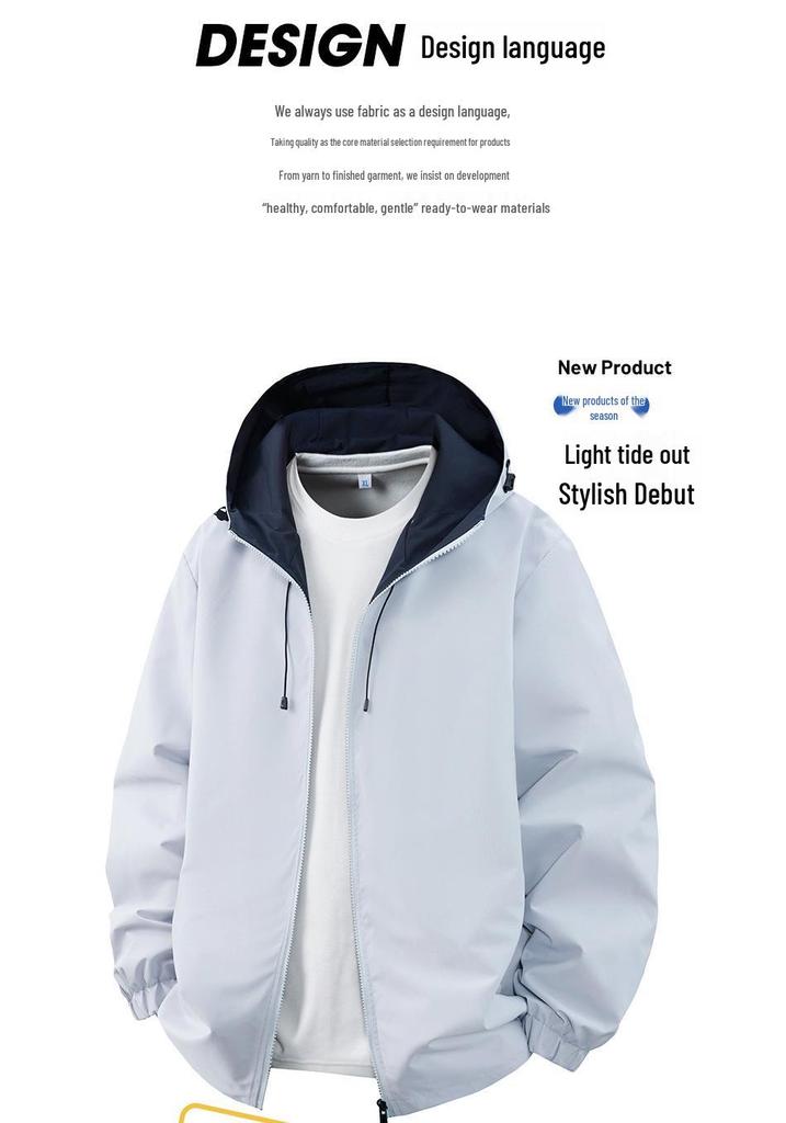 Men's Trendy Versatile Hooded Jacket - Spring/Autumn 2026, Color Block, Korean Style Casual Top
