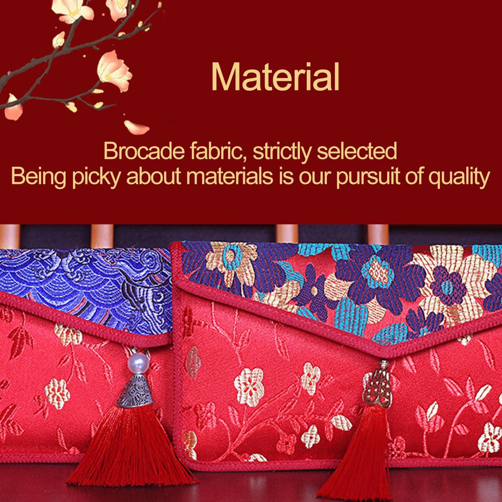 Silk Red Envelope Chinese Red Pocket Lucky Money Envelope for Spring Festival Wedding New Year Birthday