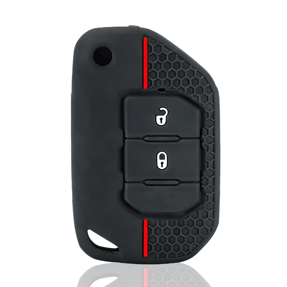 

Silicone Car Remote Key Case Cover Shell Keychian Fob Holder For Jeep Wrangler Gladiator JT JLU Flip Folding Blade Accessories