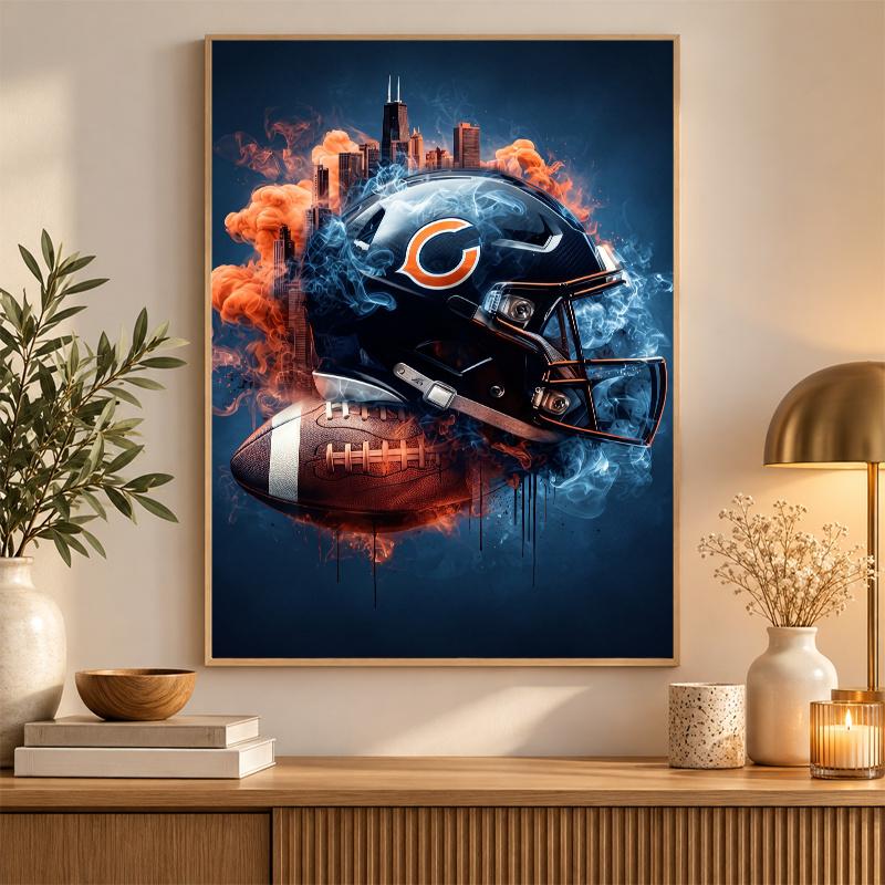 Chicago Bears Diamond Painting Kit 5D Vollbohrer DIY Diamantmosaik Wandkunst Heimdekoration