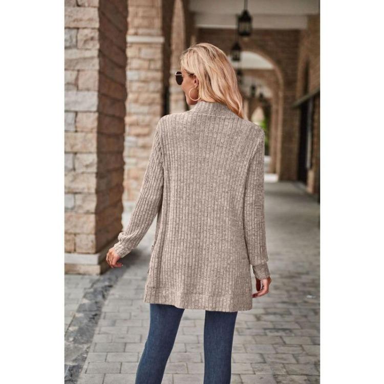 Women's Versatile Long Sleeve Cardigan Solid Color Pocket Spring Fall Clothing
