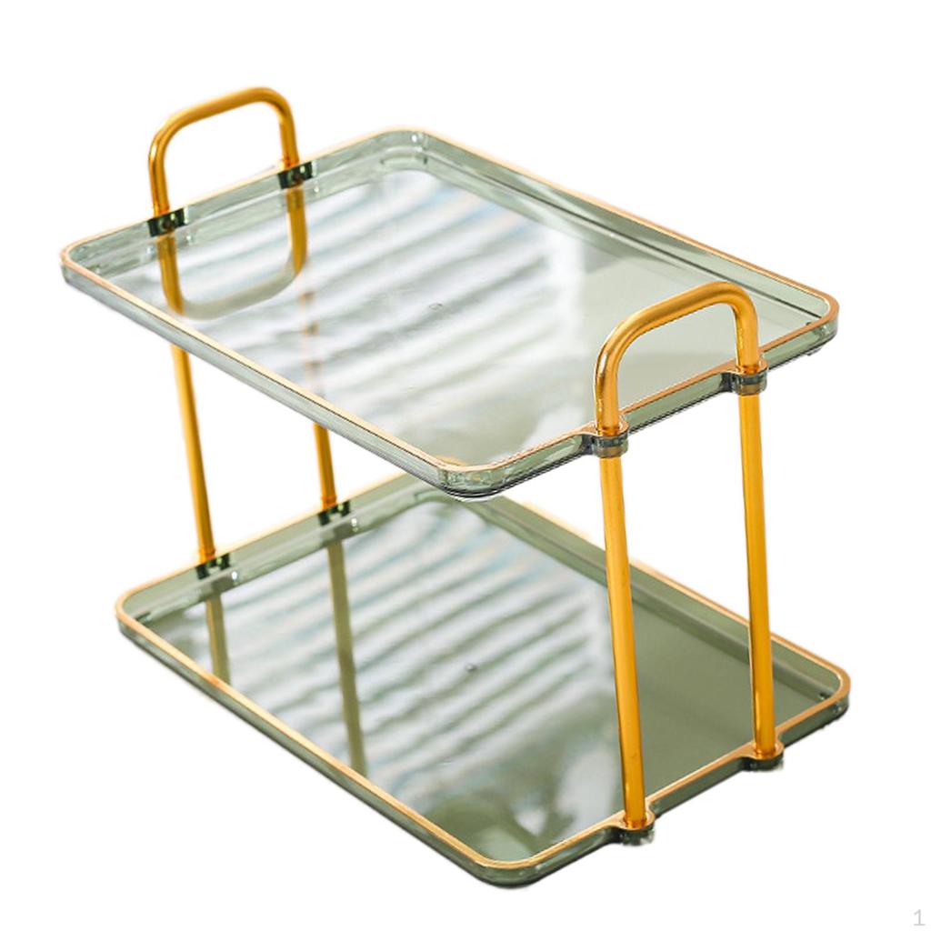 2 Layer Bathroom Counter Organizer Multifunctional Stand Light Luxury Display Shelf Sturdy Tray