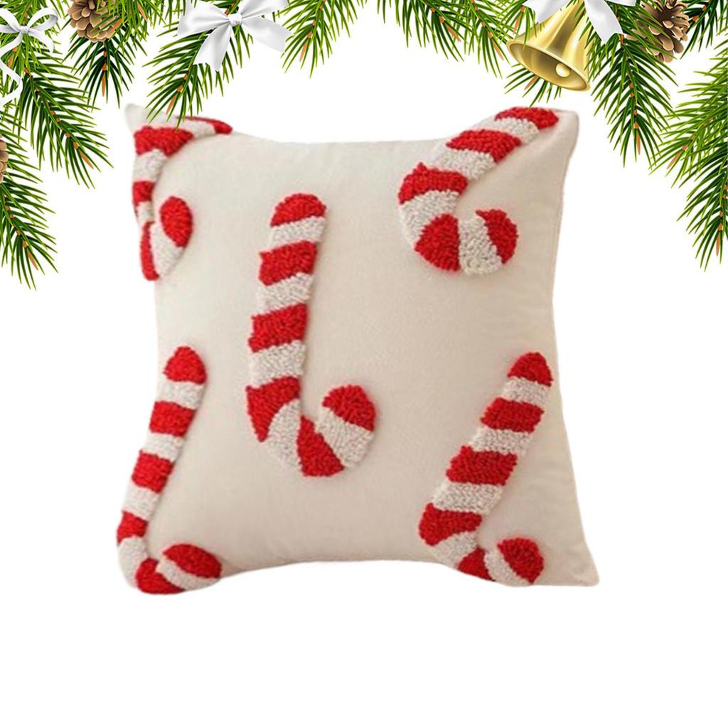Christmas Cane Sugar Pillow Cover Zipper Closure Decorative Living Room Car Office Pillowcase 2026 Xmas Navidad Party Supplies