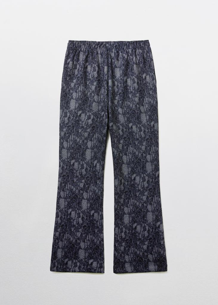 Pibeuseupibeuseu Scanned Lace Boots-Cut Pants / Navy