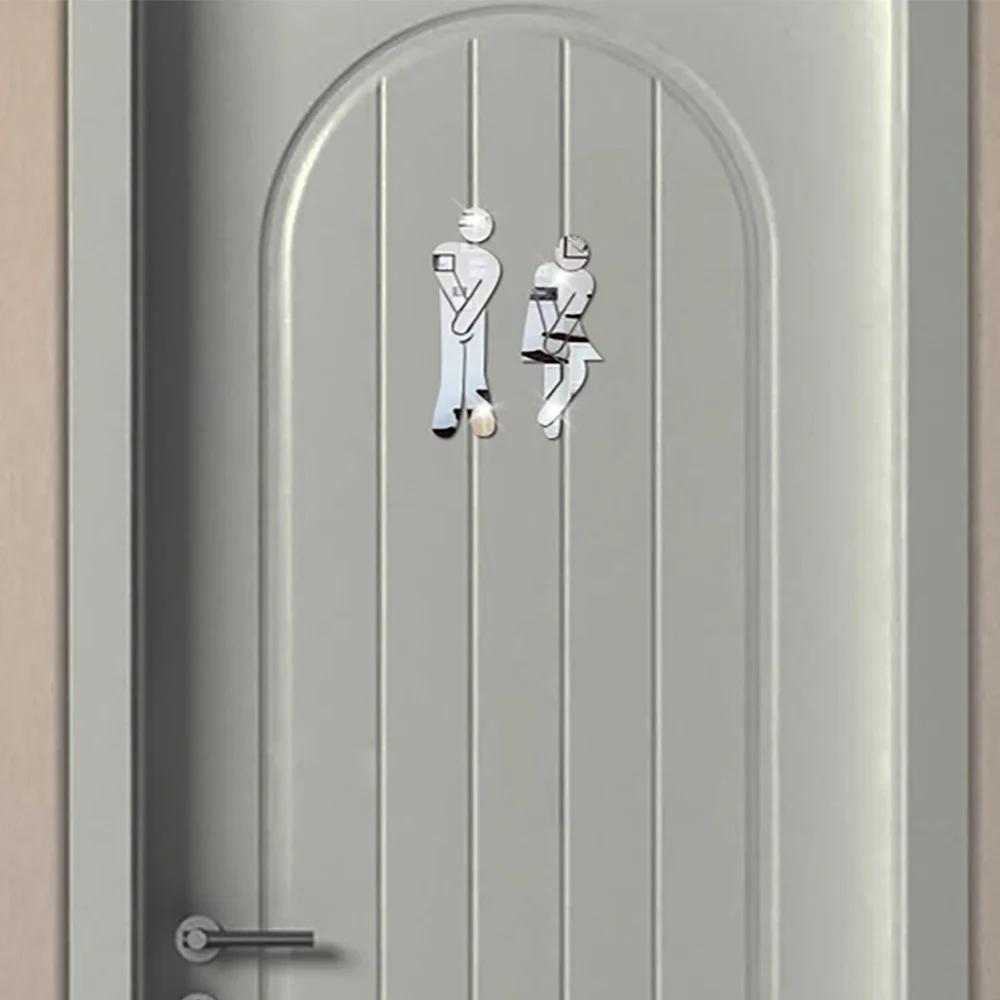 Toilet Room Sign Decorative Bathroom Sign for Hotel Bar Restaurant Mirror Wall Signo Signe De Toilette