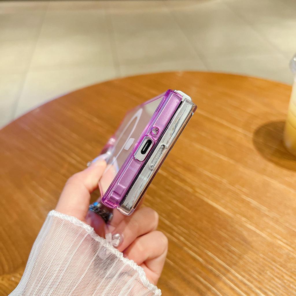 Samsung Foldable Z Flip7 Case: Gradient Transparent, Magnetic, Full Coverage, Drop-Proof