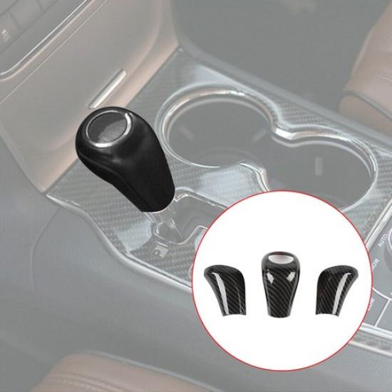 3pc Carbon Fiber Gear Shift Knob Head Cover Trim For Jeep Grand Cherokee 11-13