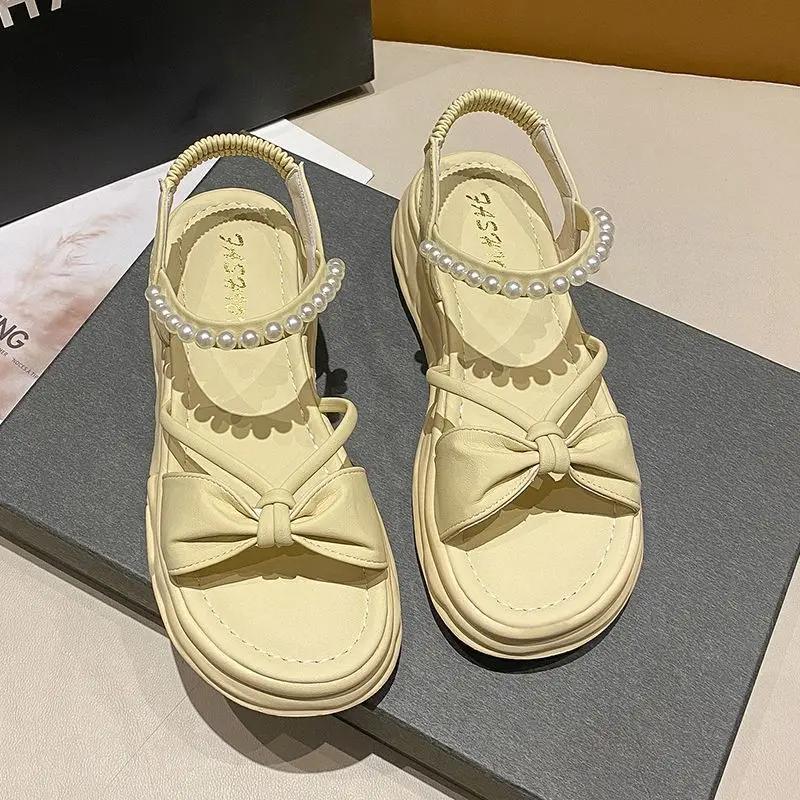 Fashion Pearl Outdoor Sandals for Women Comfort 2025 Trending Woman Shoes New Breathable Fashion Sandal Vintage Summer Sale Trend Shoe
