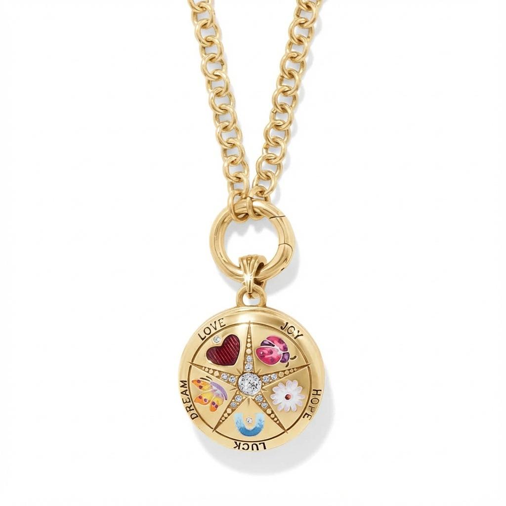 

Love Compass Necklace Painted Decoration Open And Close Photo Box Versatile Retro Romantic Collarbone Chain Women