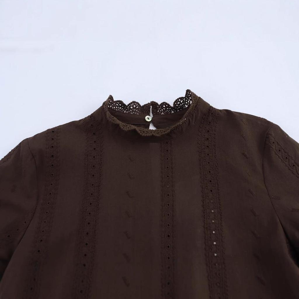 Spring 2025 Women's European & American Style Embroidered Hollow Shirt