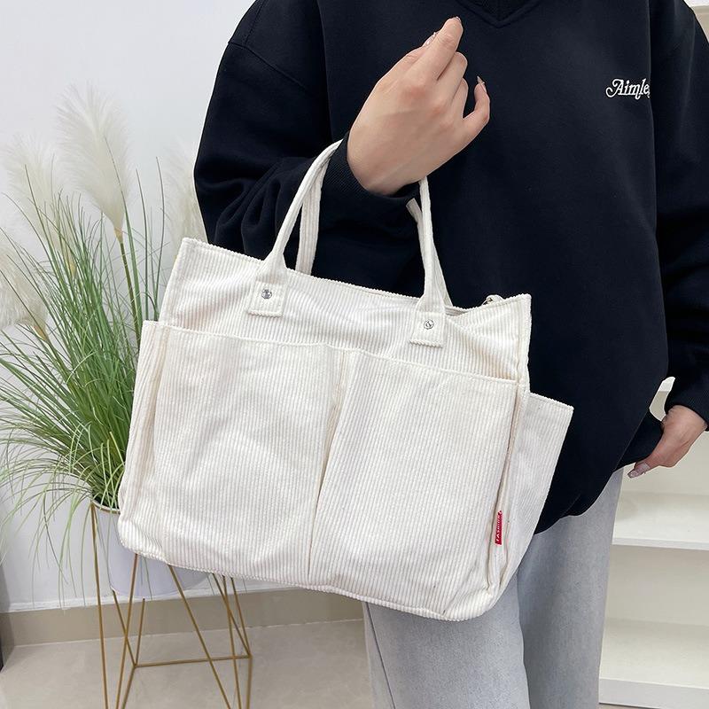 Casual simple shoulder tote bag messenger bag women's large-capacity corduroy women's new handbag