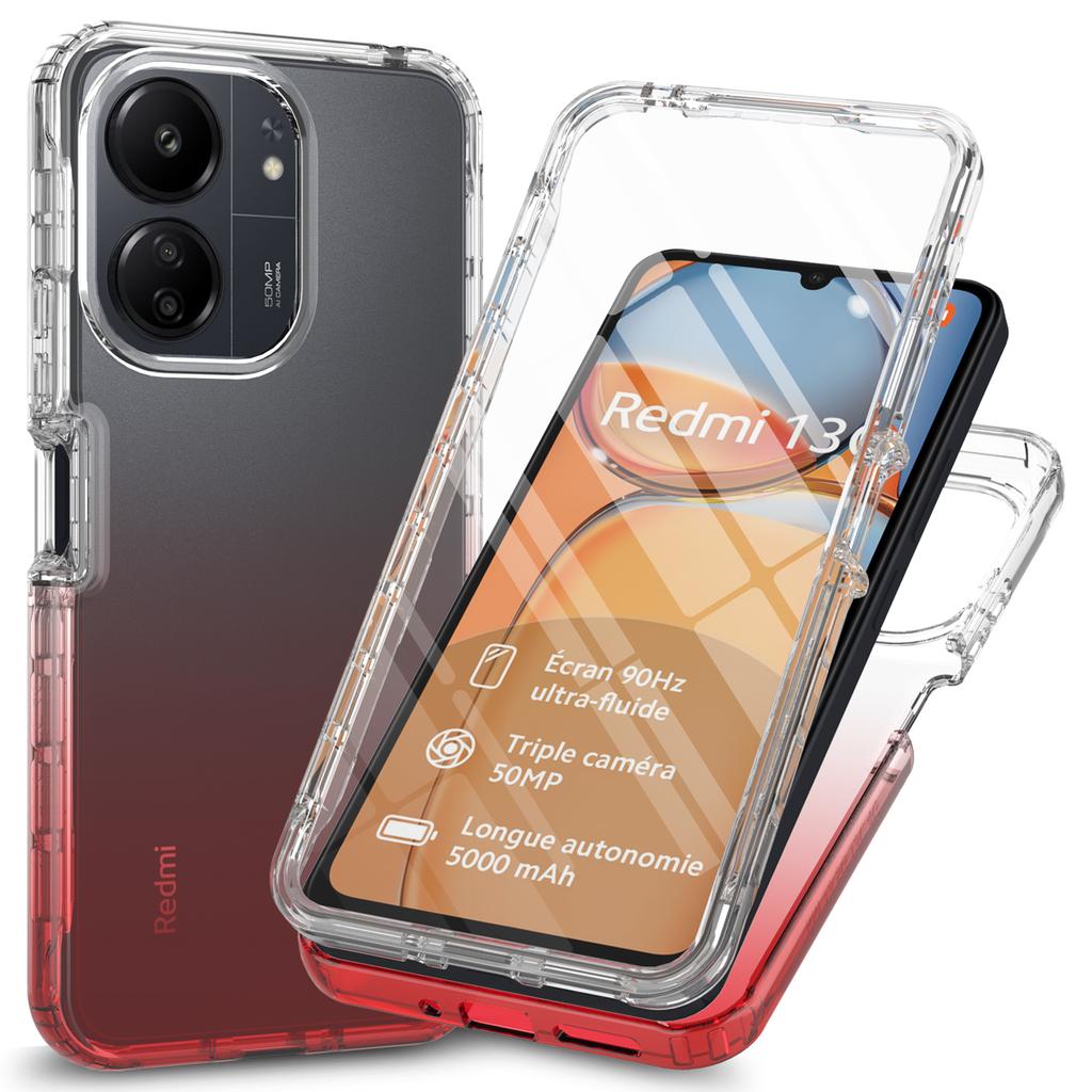 Etui na telefon Xiaomi Redmi 13C 4G/13C 5G/Poco C65 4G 3-w-1 PC+TPU Pokrowiec ochronny z folią PET na ekran