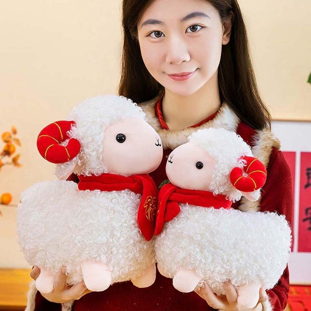 Cute Zodiac Sheep Doll Soft New Year Gift Festive Stuffed Figure Plush Lamb Toy  Zodiac Collectors