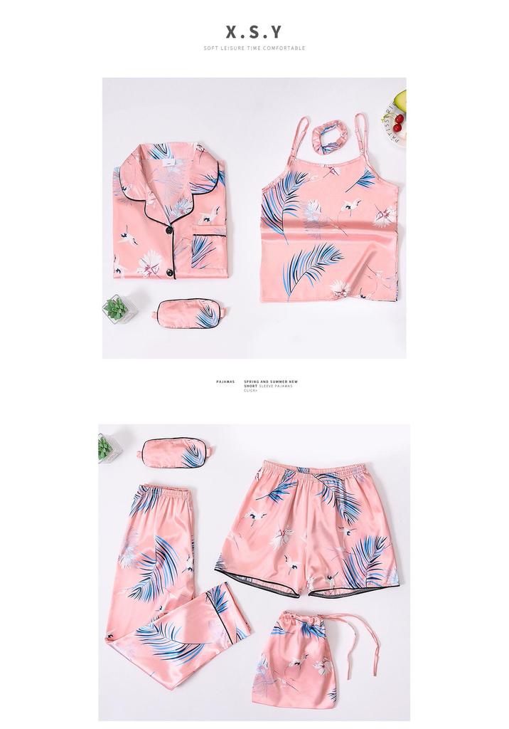 Children's Four Seasons Wearable Silk Striped Pajama Set - Seven Pieces