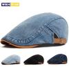 Vintage Denim Newsboy Cap Men Adjustable Beret Hat Men's Classic Flat Ivy Hat Retro Washed Cotton Streetwear Beret
