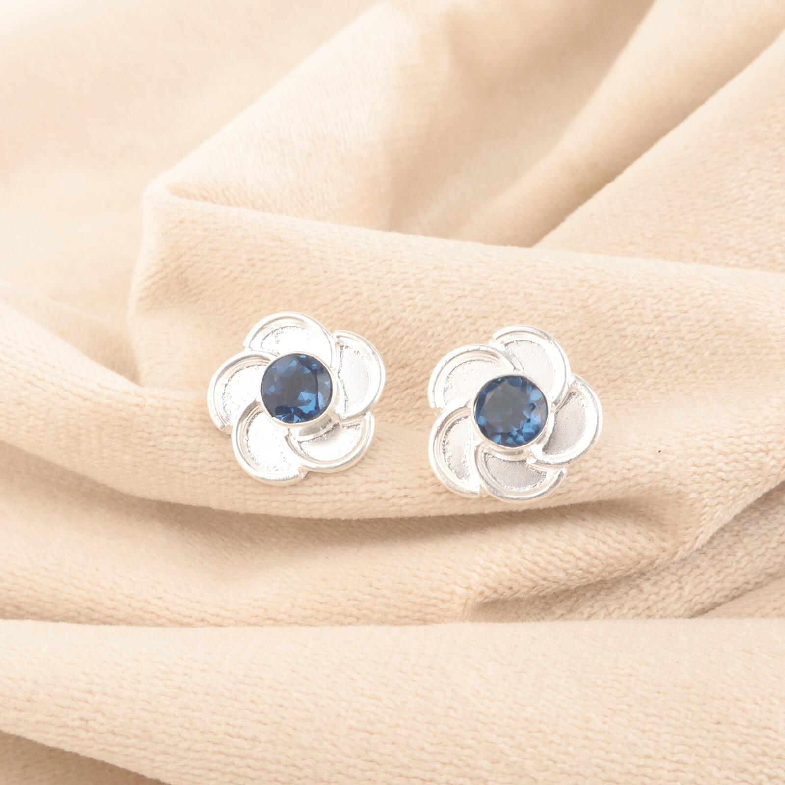 

Натуральный лондонский голубой топаз 925 пробы стерлинговое серебро новые серьги-пусеты ко Дню сестер EE-157-5