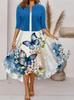 European Style Women Long Skirt Twopiece Set With Floral Print And Vneck For Casual Wear