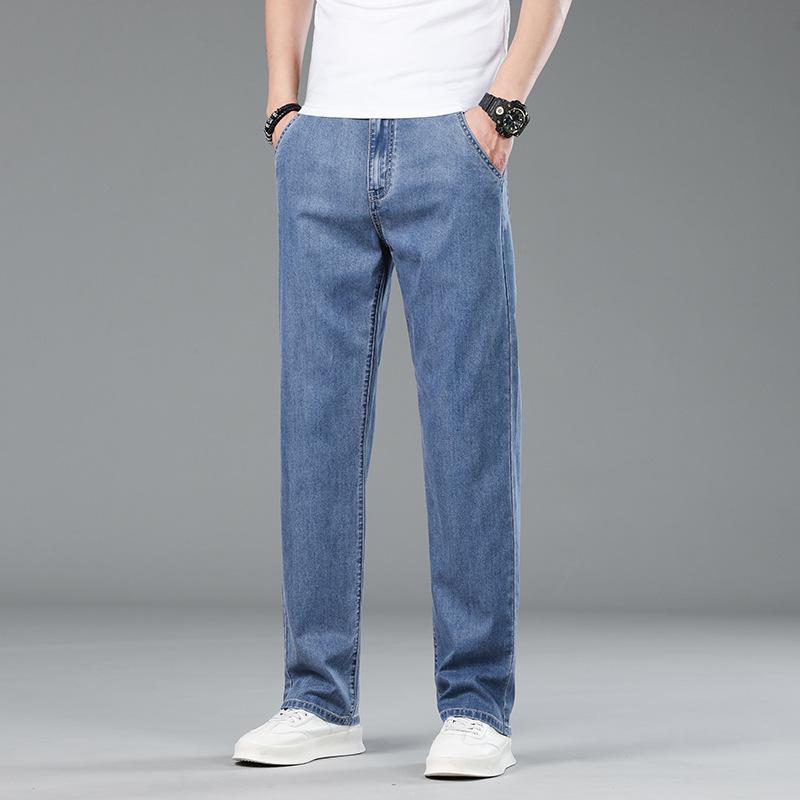 2025 Ice Silk Fashion Jeans: Men's Loose Straight Wide-Leg Trousers