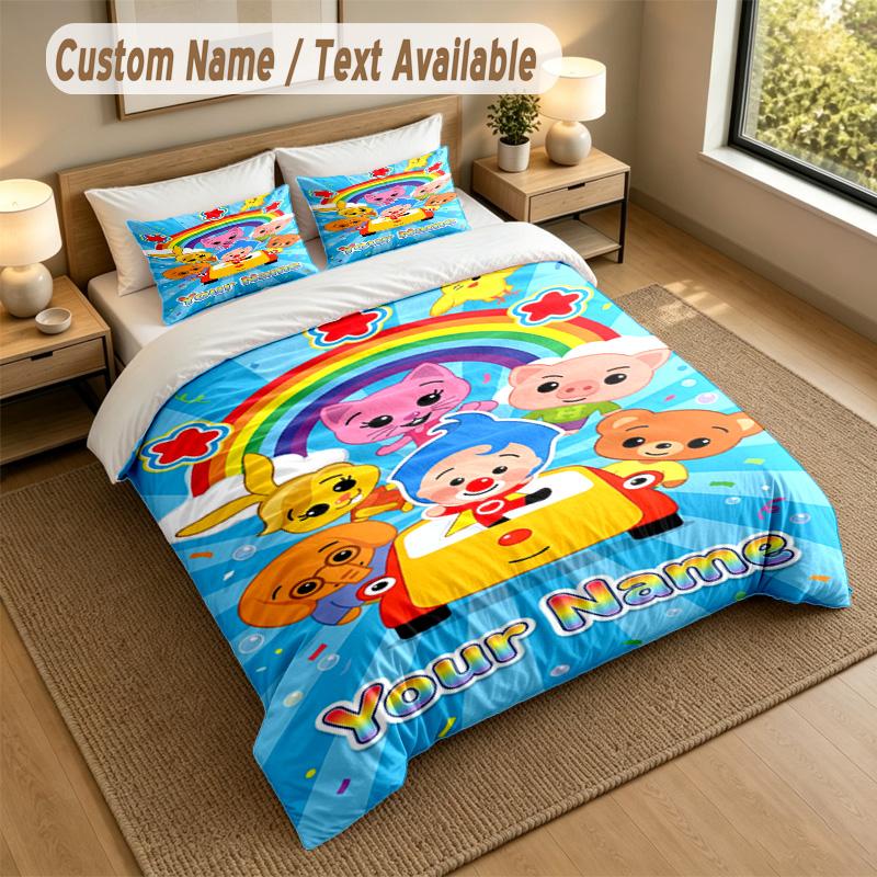 Custom Name Text Bedding 3Pcs Set,El Payaso Plim Plim 1 Duvet Cover 2 Pillowcases Soft Bed Linen For Gift