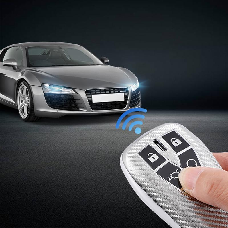 For Changan CS35 PLUS CS55 PLUS CS75 PLUS 2019-2022 TPU Carbon Fiber Car Smart Key Case Cover Bag Shell Keychain Protector