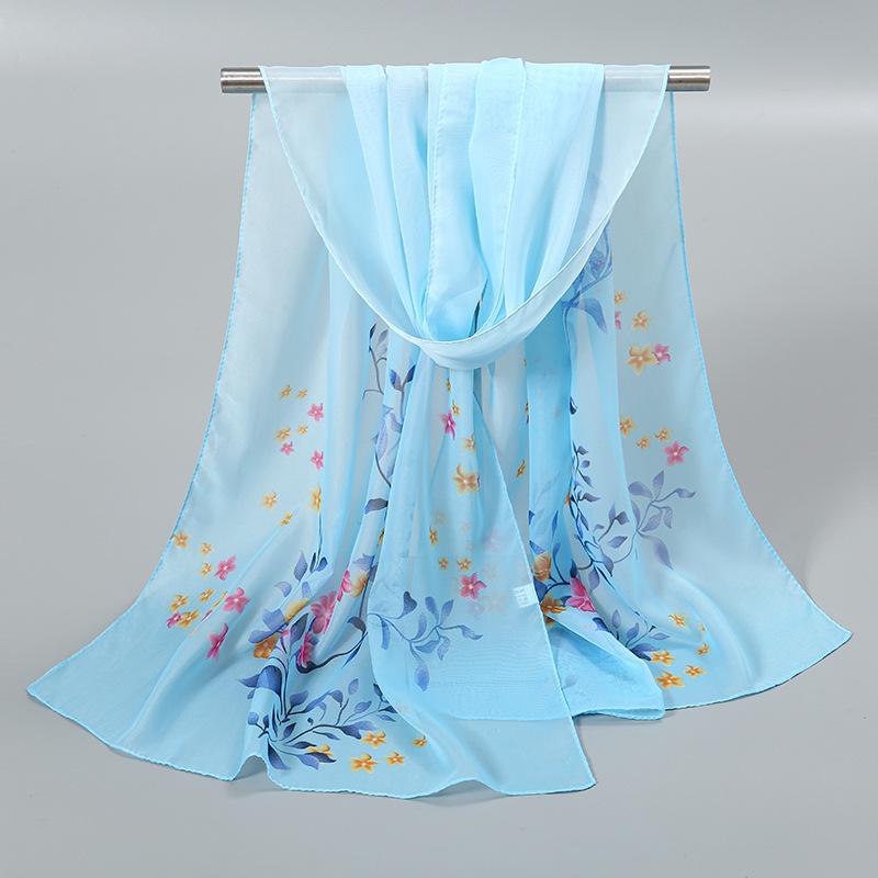 New Chiffon Printed Sun Protection Beach Scarf Scarf Thin Women's Versatile Chiffon Fresh Neck Scarf