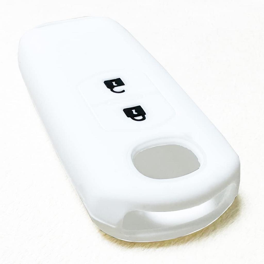IKT Smart Key Silicone Cover for Mazda Cars, 2 Buttons, White, CX5, CX3, Demio,