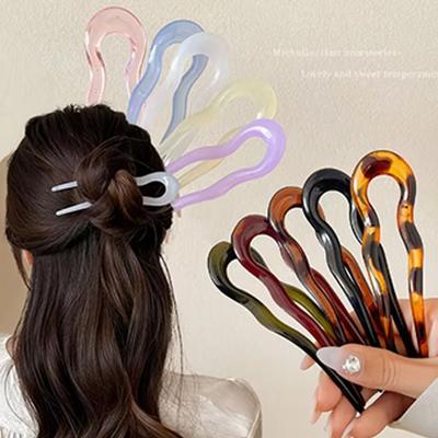 Acetate Hair Fork Geometric Design Hair Sticks Elegant Hair Bun  for Women Girls
