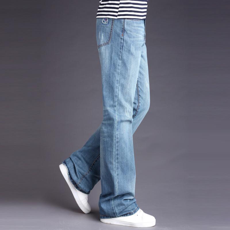 Men's Loose Jeans Korean Casual Big Flared Pants Light Blue Jeans