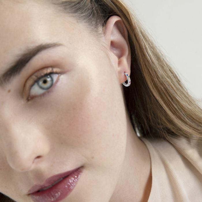 Boucles D'oreilles - Valaries - Argent 925 - Zircone Multicolore - Femme - Taille Unique