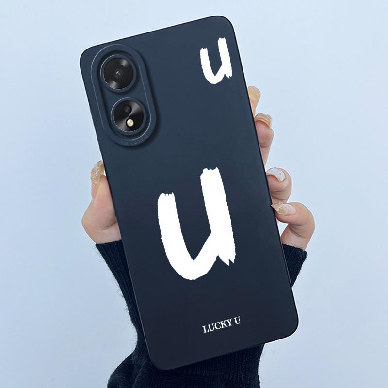 Case For Oppo A18 A38 A58 A78 4G Cover Camera Protection Cute Letter Liquid Silicone Soft Back Covers For Oppo A 38 A 18 Housing