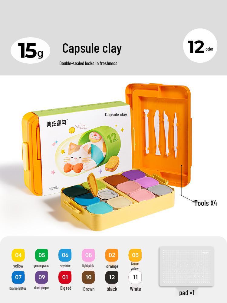 

Meile Childhood Odorless Clay Set: 24-Color Plasticine for Kindergarten Modeling