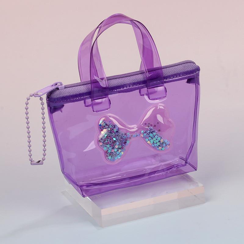 Pvc Girl Heart Butterfly Knot Mini Coin Purse With Waterproof Storage For Casual Use
