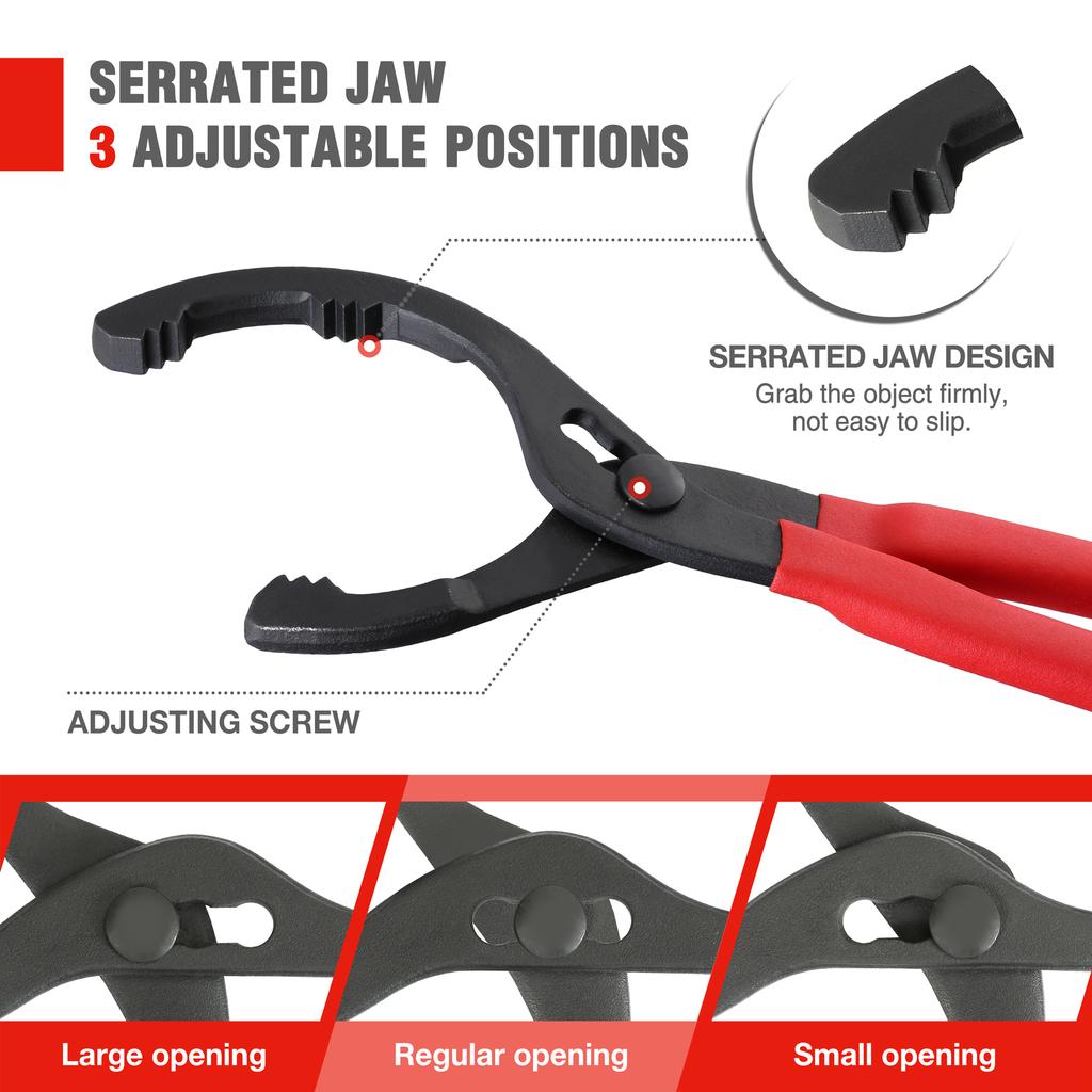Oil Filter Pliers Clamp Type Wrench Adjustable Hand Tools Oil Filter Remove Disassembly Tool for Truck Car Repair 12 Inch Pliers Wrench