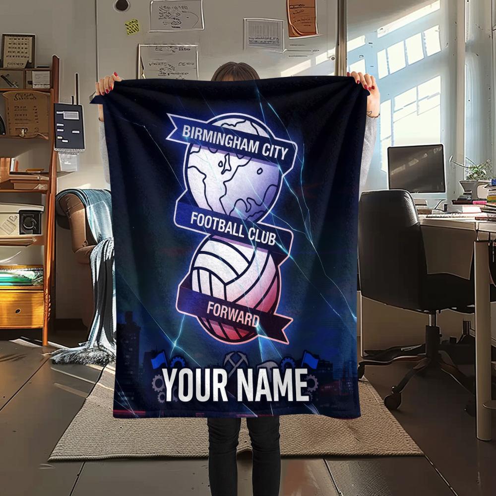 Custom Name Birmingham City2 Flannel Blanket, High quality Comfortable for All Seasons, Home Decor, Warmth and Comfort