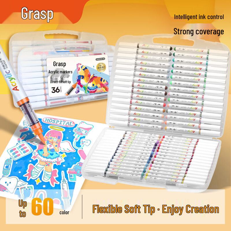 Master 24-Color Direct Liquid Soft-Tip Acrylic Marker Set