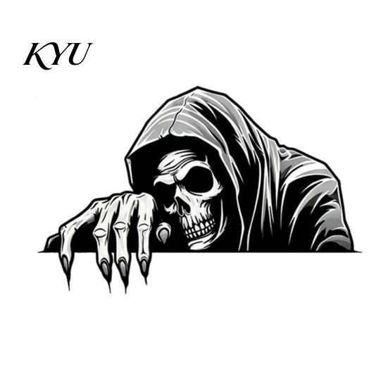Halloween Car Decorations Skeleton Sticker Peeking Decal for Window Bumper, Removable Vinyl Graphics Waterproof Horror Skull Wall Laptop Decoration