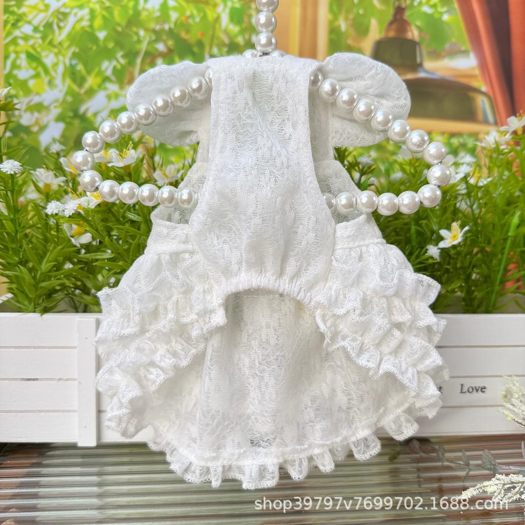 Spring and summer thin mesh flying sleeves princess dress dog cat sunscreen clothes anti-hair loss breathable pet clothing