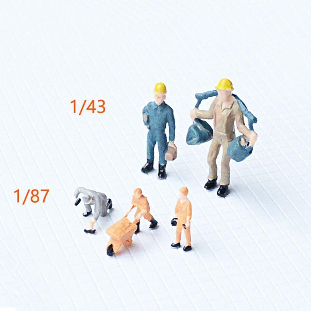 10/25pcs High Quality Mini Construction Worker Model Plastic Building People Figures Mixed Color Pose Miniature Home Decorations