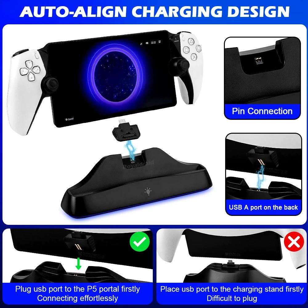 NEW Charging Dock Station for PlayStation Portal Auto-Align Charger Stand For PS Portal 7 Lights For PS5 PS Portal Stand Holder
